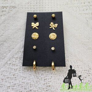 BFD Gold Toned Stud earring Set-Bows Theme